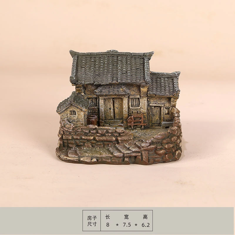 水中造景晓隐摆件怀旧老房子小模型桌面创意微景观造景庭院摆件