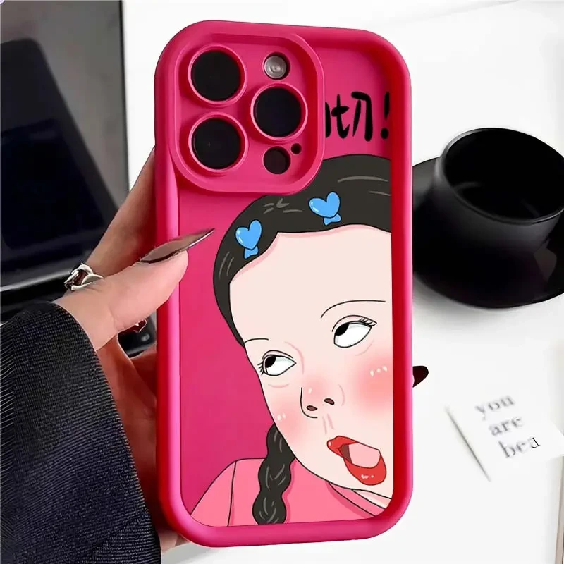 搞怪女孩适用苹果15手机壳iPhone14promax/13/12硅胶软壳xsmax/x