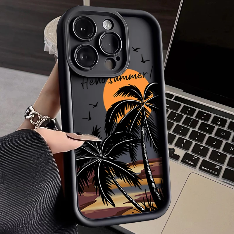 椰树晚霞iphone15苹果壳14promax新款13promax防摔12高级11全包XR