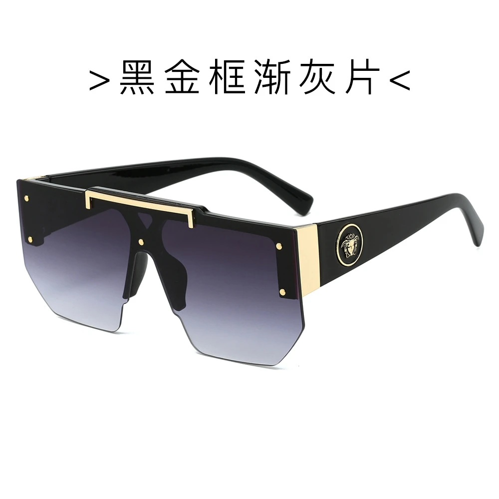 2024新款跨境外贸新款摩登复古大方框连体太阳镜INS风街拍墨镜