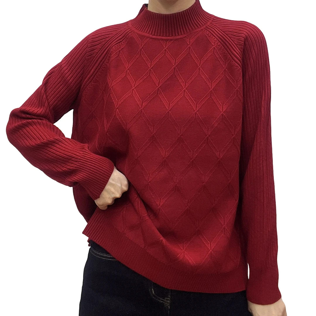 Zχ菱形方块休闲大板型平领毛衣