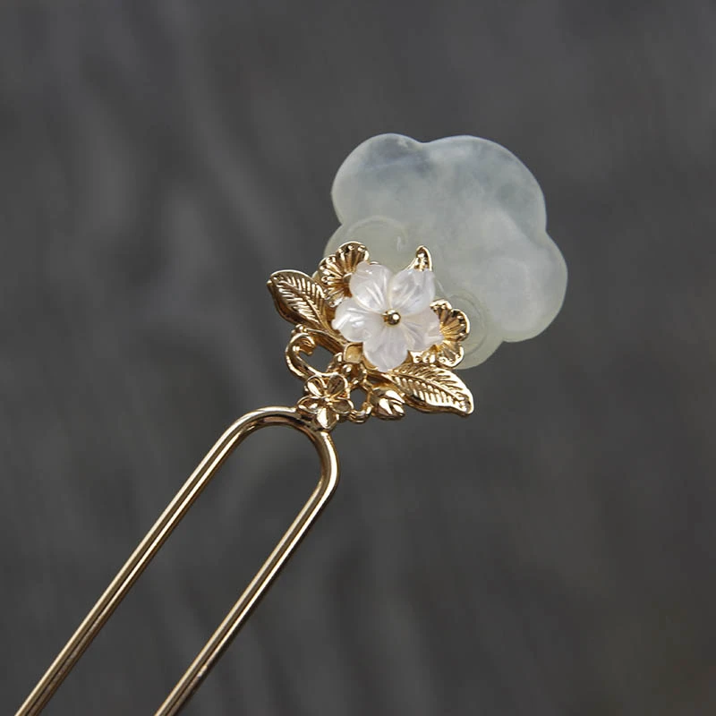 一船清梦平安锁发钗复古简约中国风旗袍汉服古典盘发