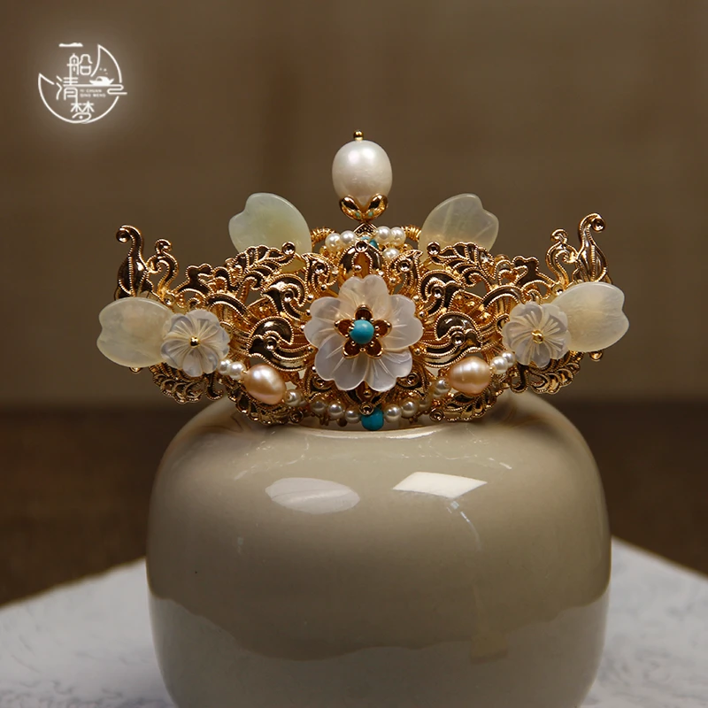 一船清梦温言发冠发钗对夹掩鬓复古古风简约配饰品超仙百搭唐风