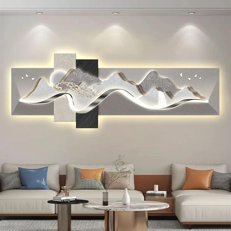 现代轻奢客厅装饰画高级感沙发背景墙画挂画背有靠山2024新款大气