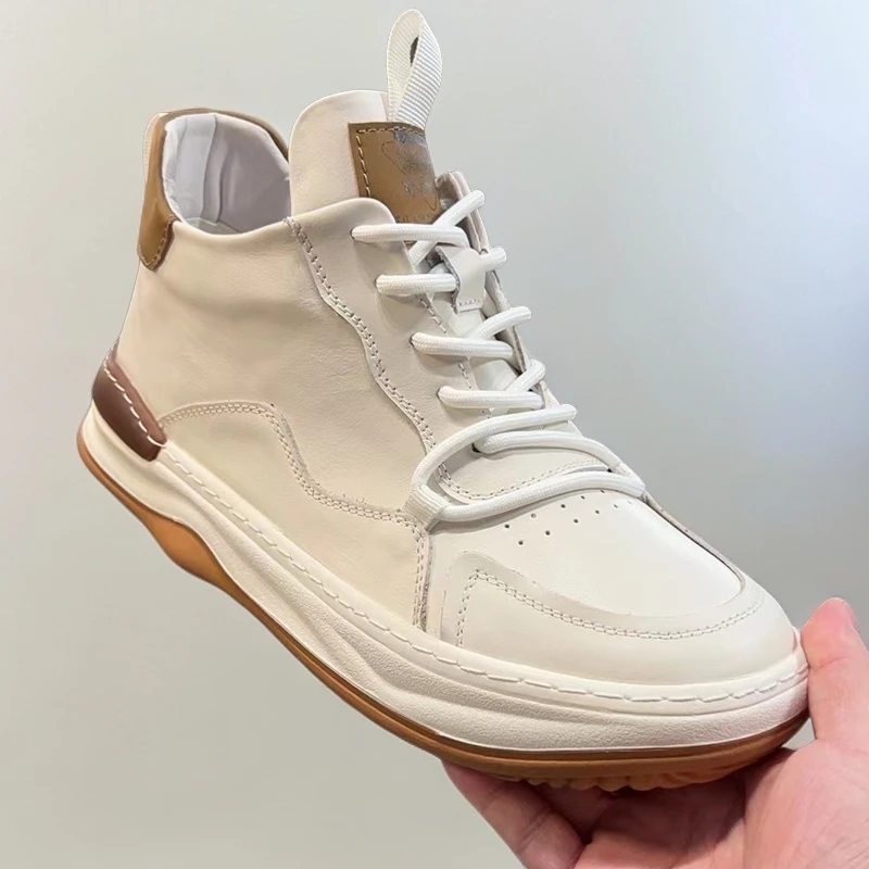 【德奈虎】冬季新款高帮头层牛皮男士休闲板鞋时尚百搭潮2505