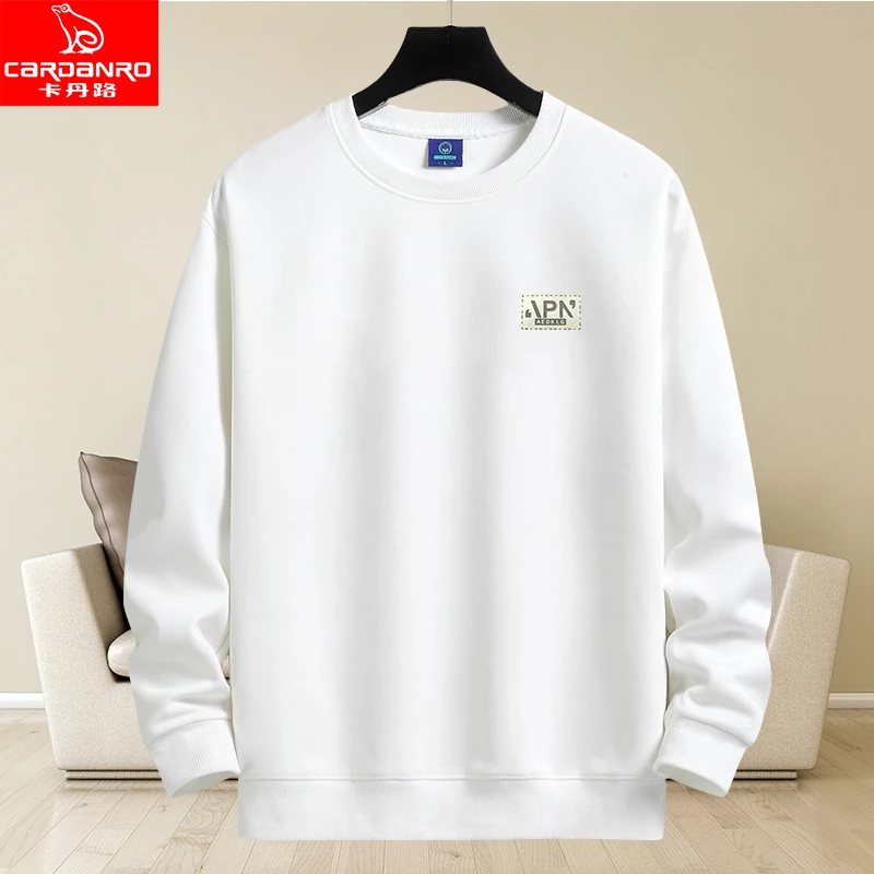 卡丹路新款重磅卫衣加绒加厚秋冬季保暖大码男士时尚宽松圆领长袖