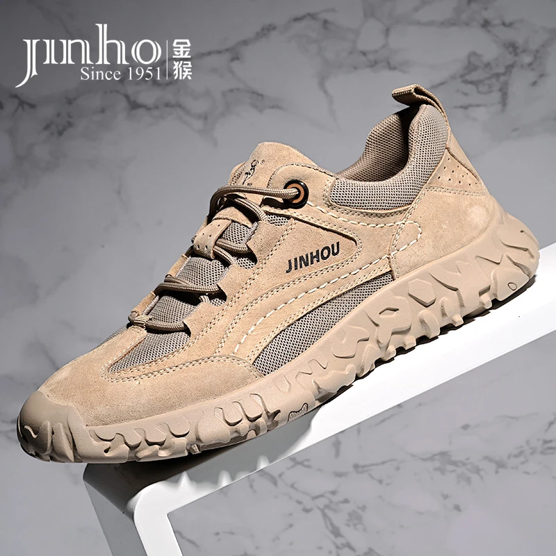 Jinho/金猴户外休闲运动鞋夏季透气网面系带男士登山步鞋低帮潮鞋