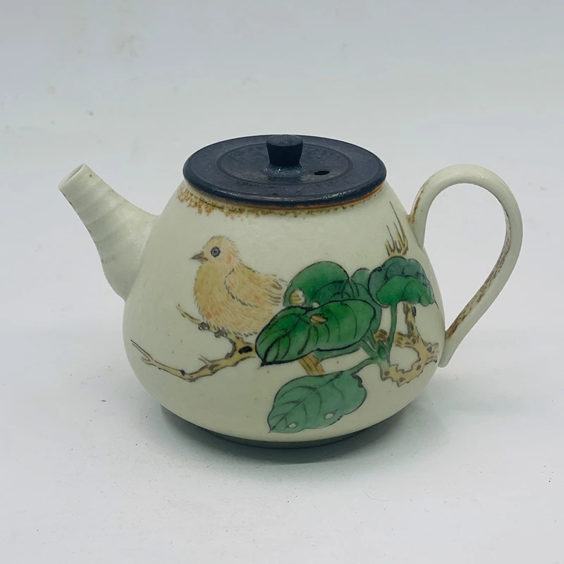 【孤品】艺术家 肖文华 手绘花鸟壶手作陶瓷茶壶 10092