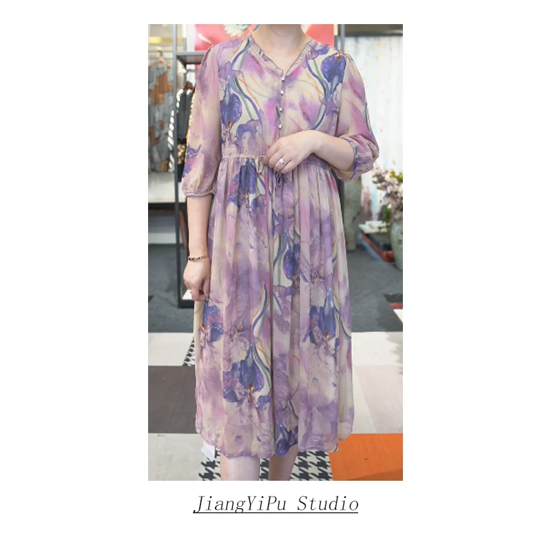 Jiangyipu&缘品味【河畔】夏季新款轻奢优雅高定连衣裙SZS9566