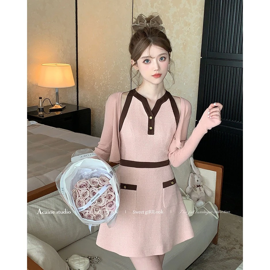 Acaine阿彩呢【斯佳丽千金】裙子质感高级2023新款韩系小香连衣裙