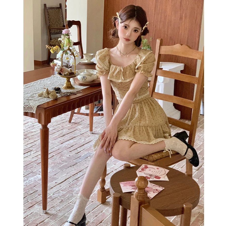 Acaine阿彩呢 小漫夏曲/甜美奶乖套装小个子清新碎花短袖上衣半裙