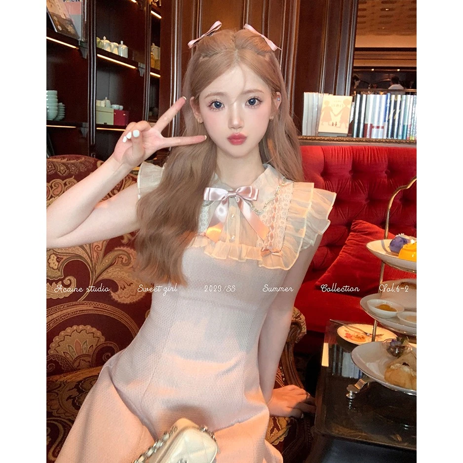 Acaine阿彩呢【香氛芙蕾 】初恋裙子夏季小香气质千金无袖连衣裙