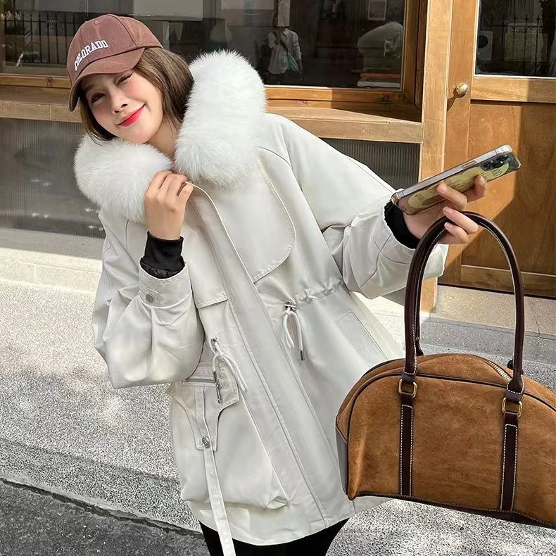 2024新款时尚百搭真毛狐狸毛领女款皮草派克服2366.BL