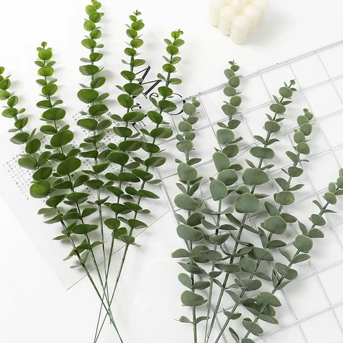 ins北欧风仿真尤加利金钱叶花束绿植插花摆件客厅家居装饰婚礼