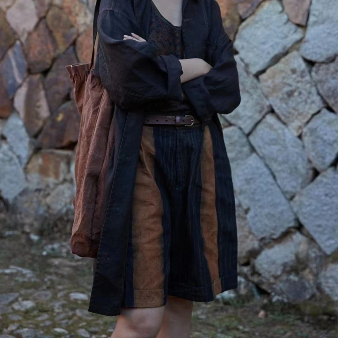 山山家-左岸迷香裤子【植物染】Z23SS3016老仔蓝复古女款