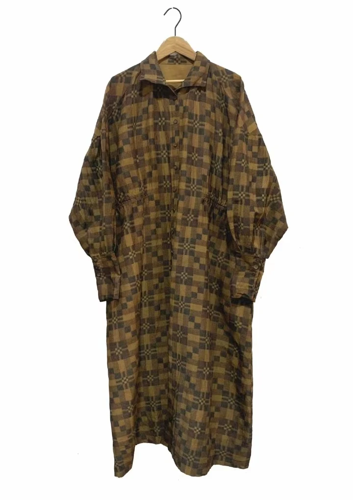 山山家-左岸迷香【连衣裙】Z24FW5008丝宽松复古印花长袖中长款轻奢