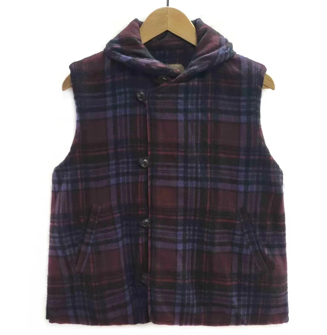 山山家-左岸迷香【夹棉短马甲】Z21FW6011加厚保暖秋冬格纹毛呢复古