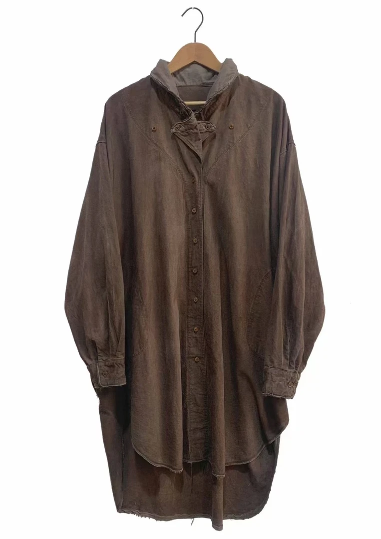 山山家-左岸迷香【衬衫】Z24FW1002宽松丝棉中长款小众复古文艺轻奢