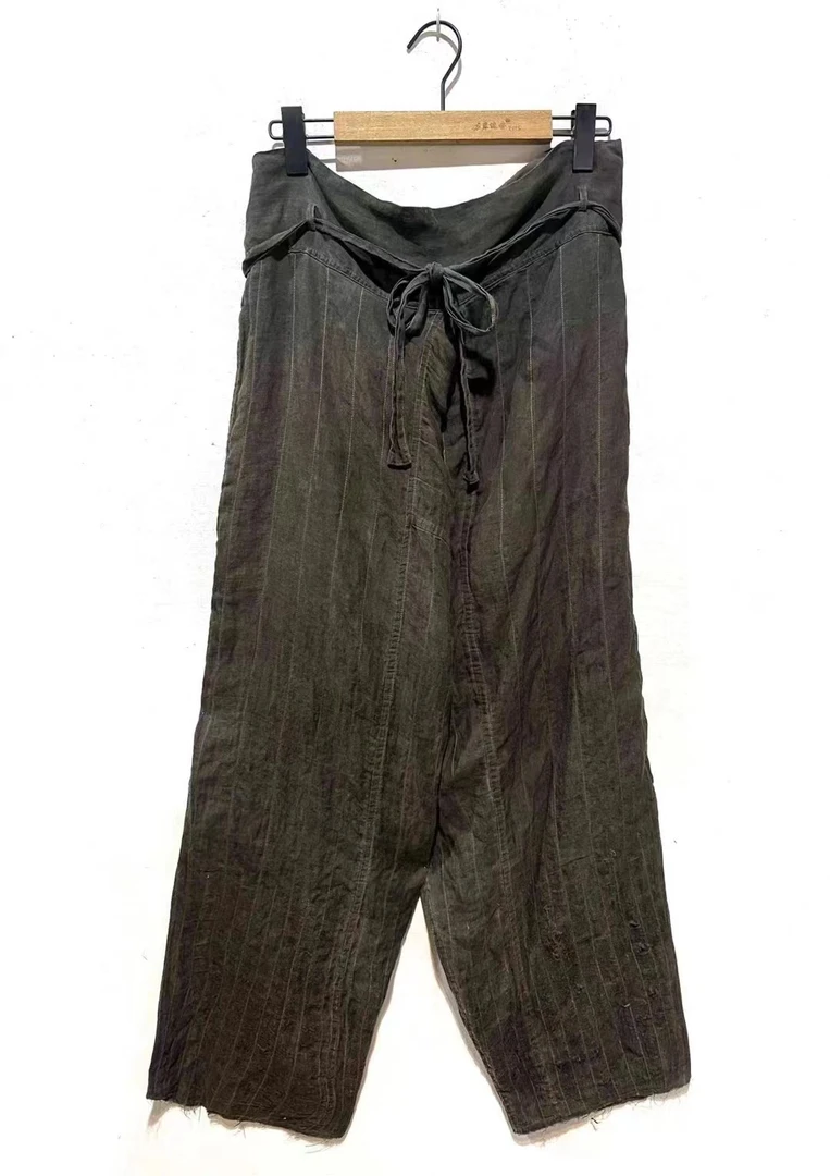 山山家-左岸迷香长裤【植物染】Z23SS3004亚麻双层直筒休闲女士夏季