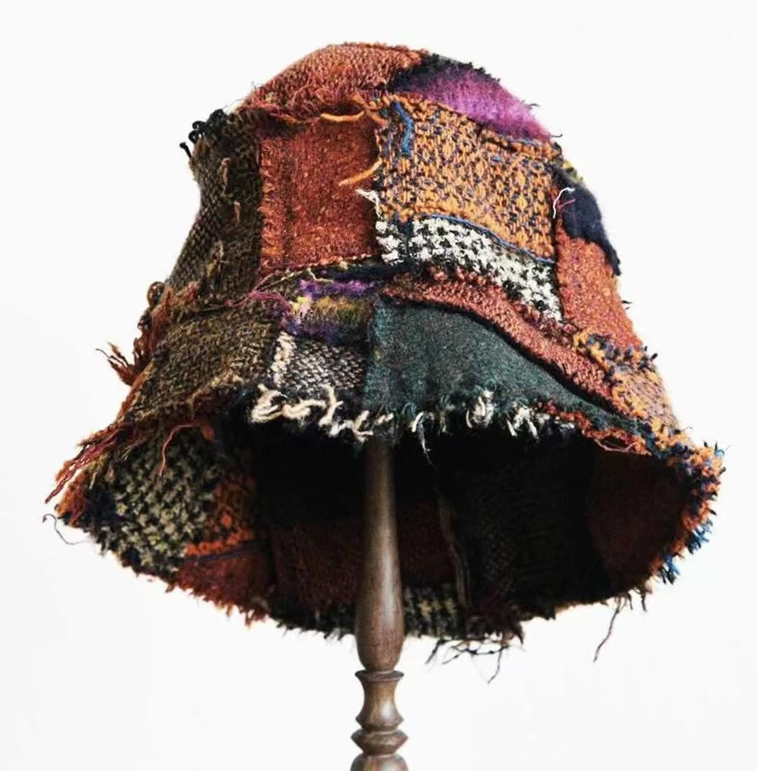 7折山山家-左岸迷香【帽子】Z21FW0023拼接休闲复古秋冬渔夫帽个性