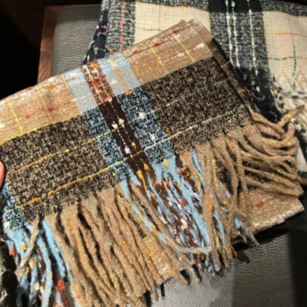 【满目星河】高品质~超甜韩系围巾早秋格子撞色围巾INS保暖防寒披肩