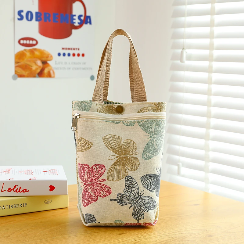 小布袋水杯袋高颜值手拎帆布小包水壶保护袋手提水瓶兜学生早餐袋