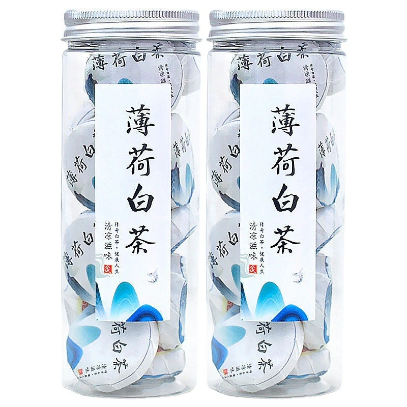 福建薄荷老白茶陈年寿眉白茶茶叶陈皮迷你小白茶茶饼100g200g罐装