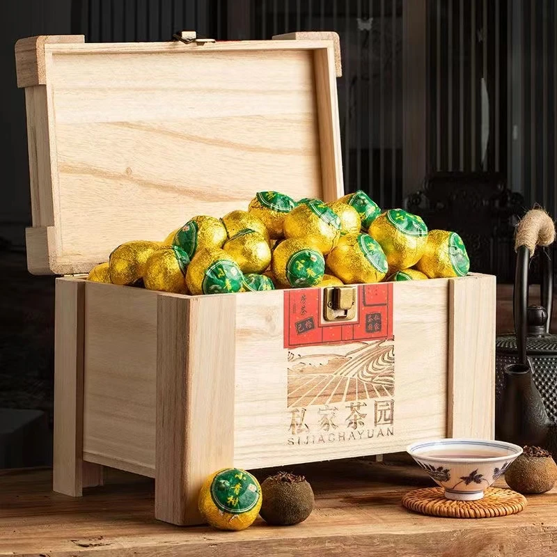 新会小青柑普洱茶陈皮柑普茶新会柑普洱熟茶叶500g送礼木桶礼盒装