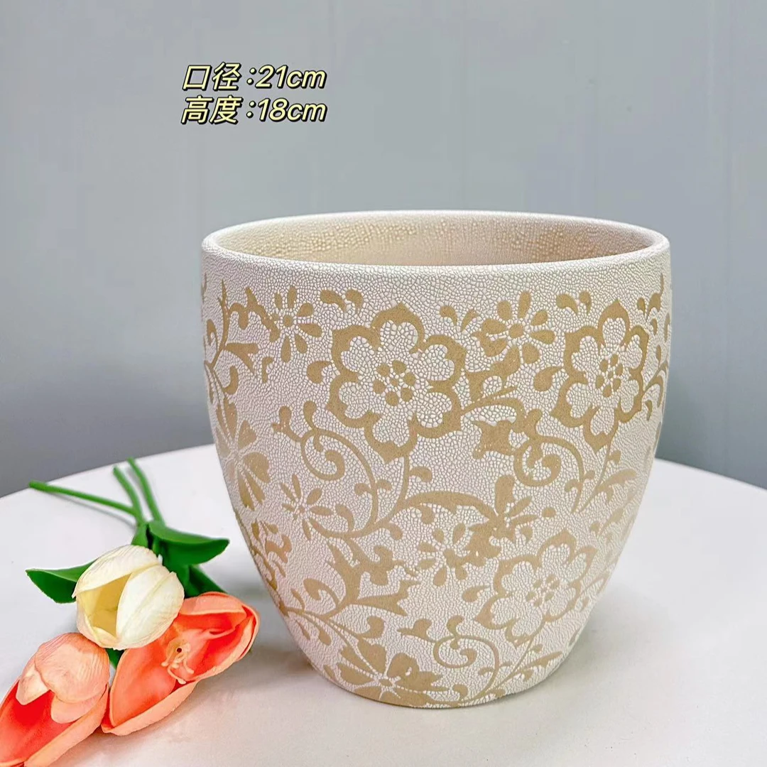 陶瓷花盆珍珠花中号口径21高度18分家用客厅阳台绿植