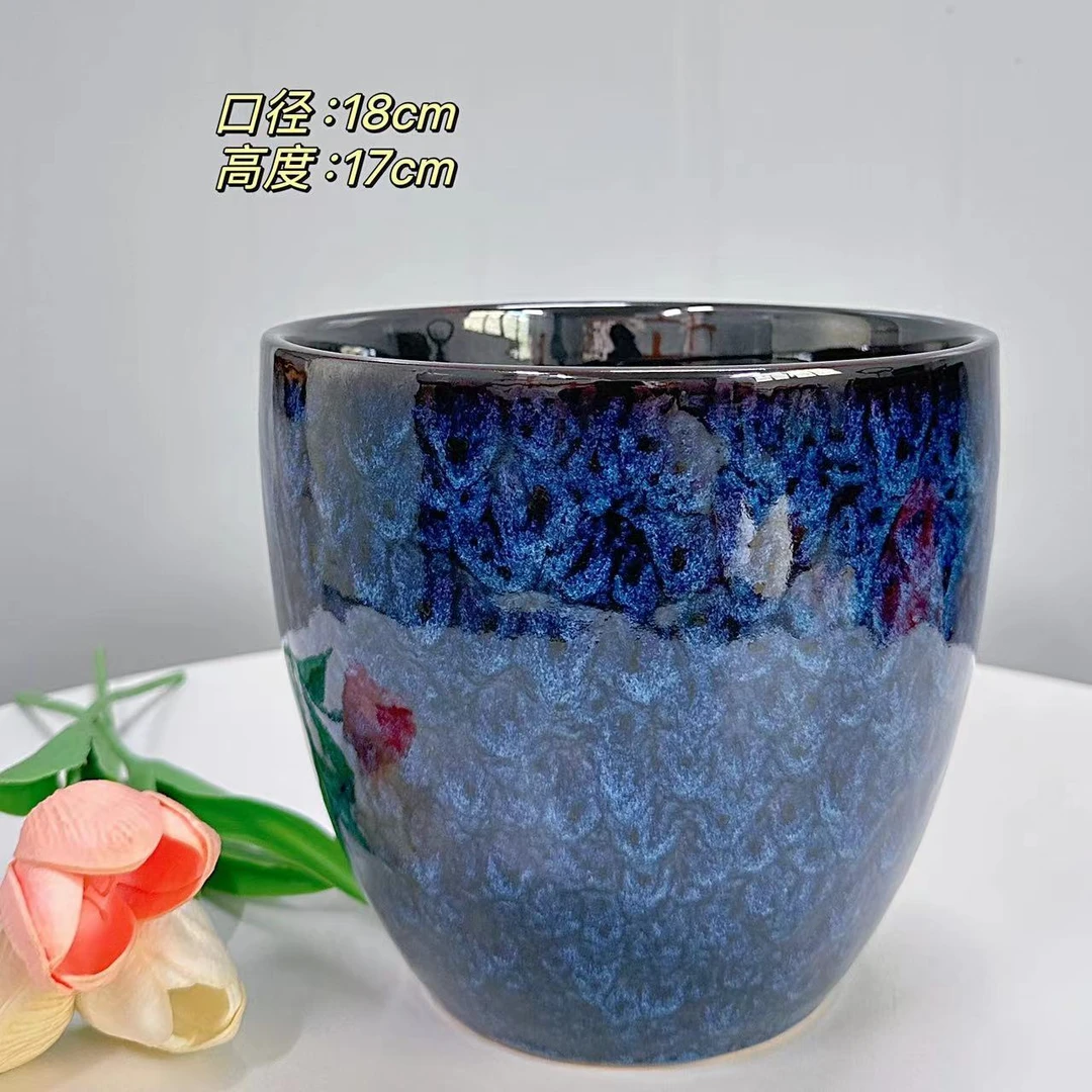 陶瓷花盆孔雀梨形小号口径18高度17分家用客厅阳台绿植