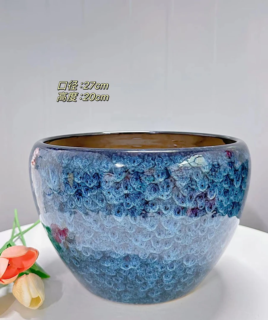 陶瓷花盆孔雀苹果盆特大号口径27高度20分家用客厅阳台绿植