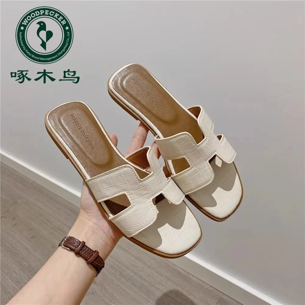 啄木鸟仙女拖鞋女外穿2024夏季新款韩版平底百搭沙滩拖鞋女款外穿