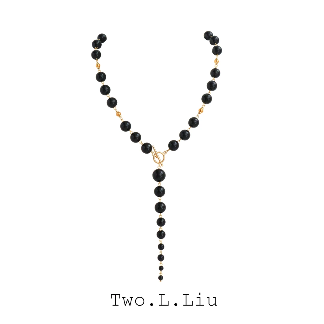 原创设计黑色复古项链女中古小众夸张个性毛衣链