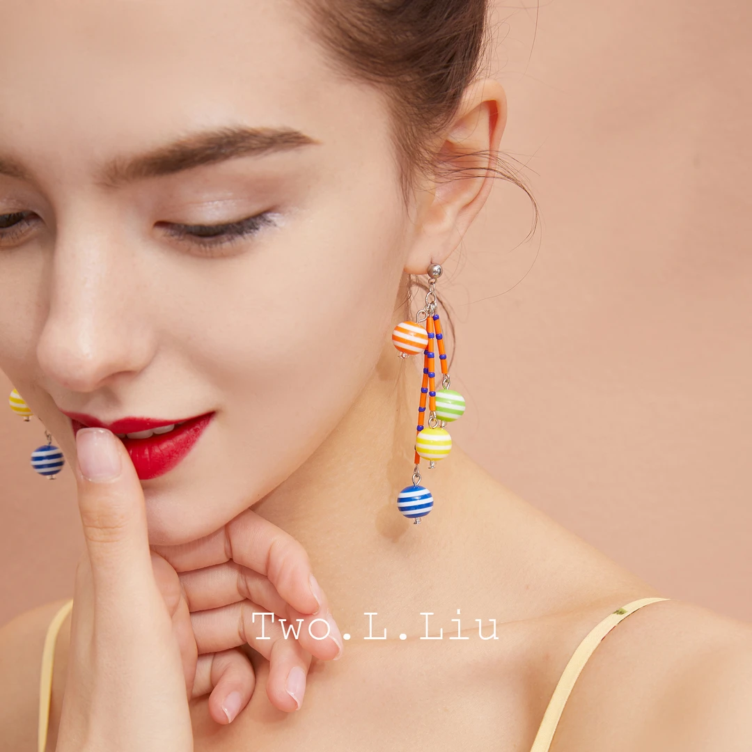 钛钢耳饰 原创糖果色耳环女彩色可爱卡通撞色甜美少女心