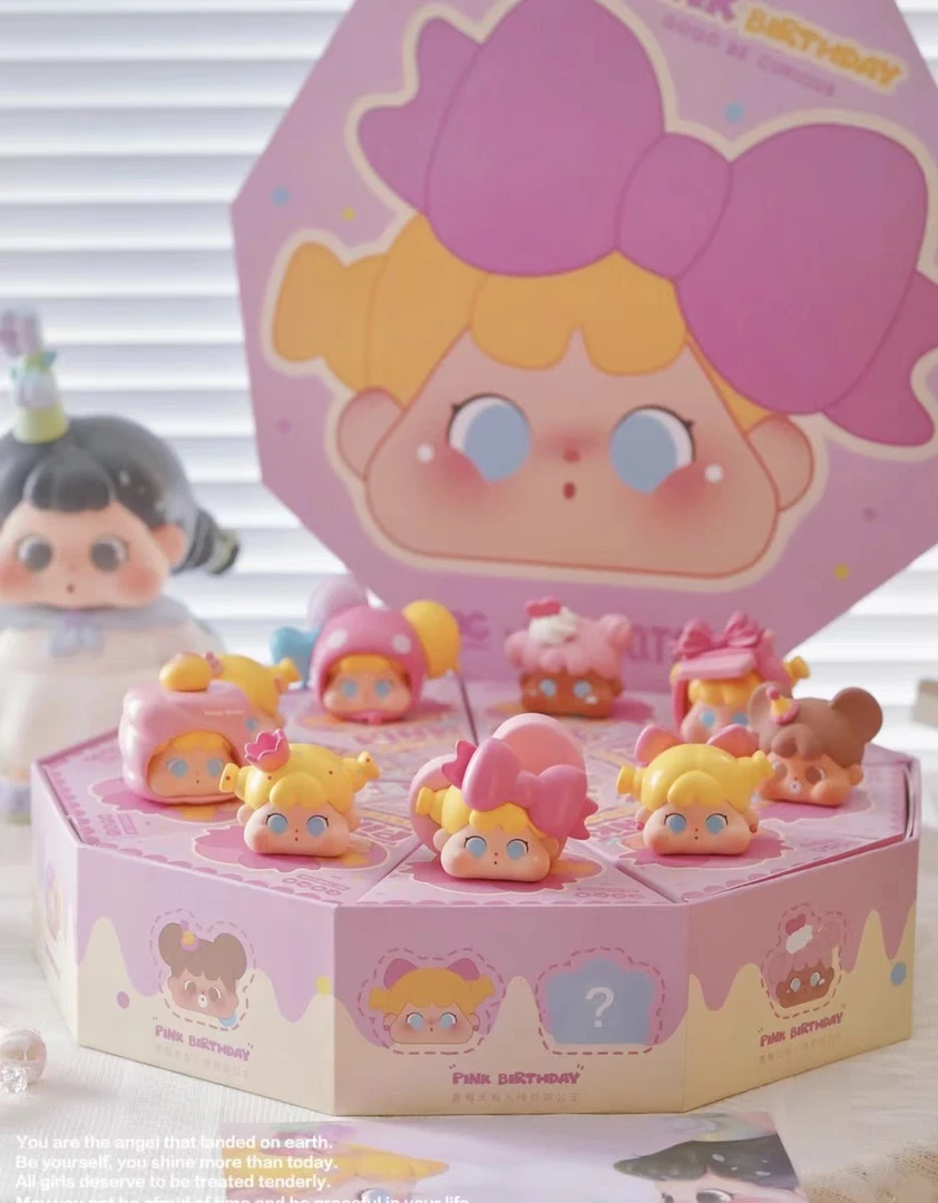 【拆盒】正版QOQO MINI FACE粉色的生日系列潮玩盲盒摆件可爱