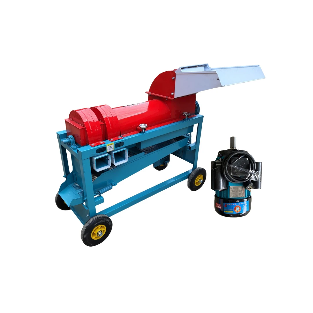 四型干湿两用玉米脱粒机双风机实心橡胶轮胎三层晃筛加大入料斗