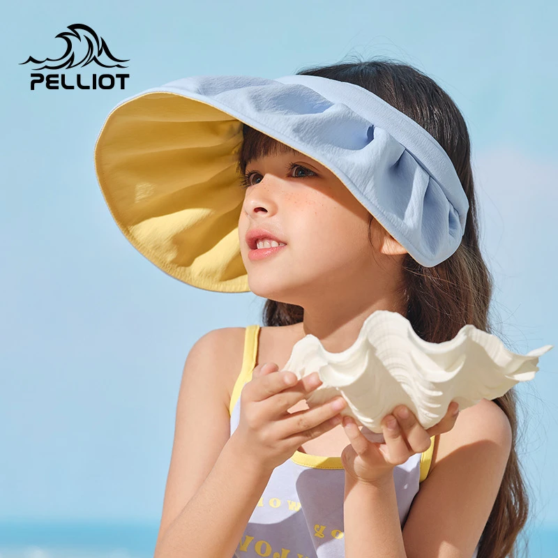 伯希和夏日户外新款儿童防晒帽女童可折叠男宝宝贝克帽专用空顶帽