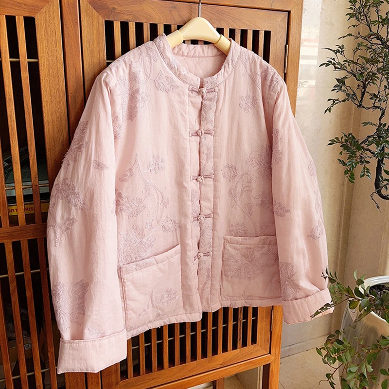 【扶摇刺绣花】新年苎麻立体绣国风手工盘扣精致保暖棉衣外套 51935