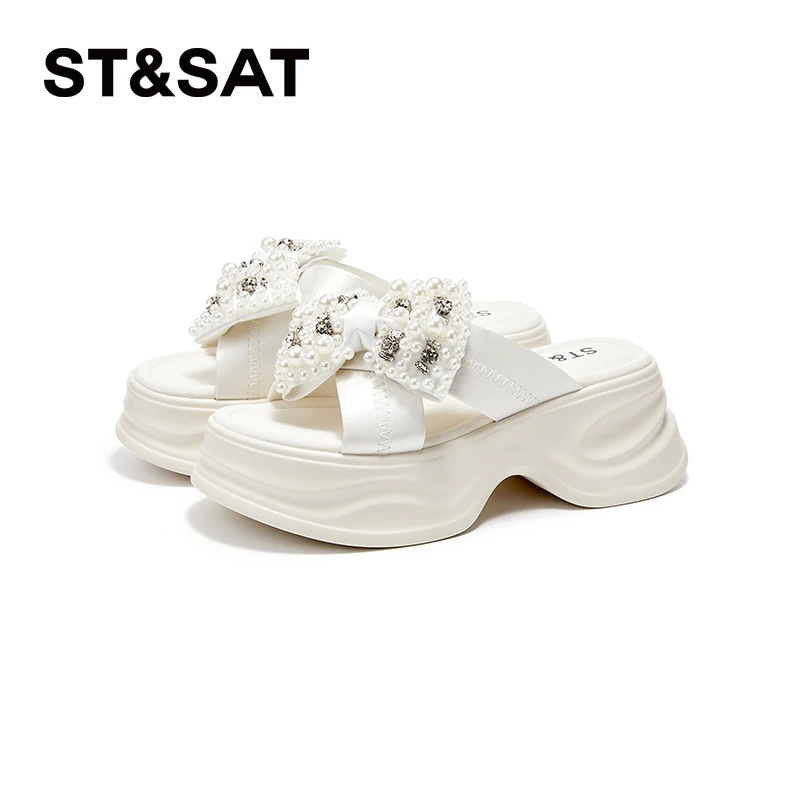 星期六女士网红小众厚底ins透气舒适时尚百搭仙女风外穿一字拖鞋