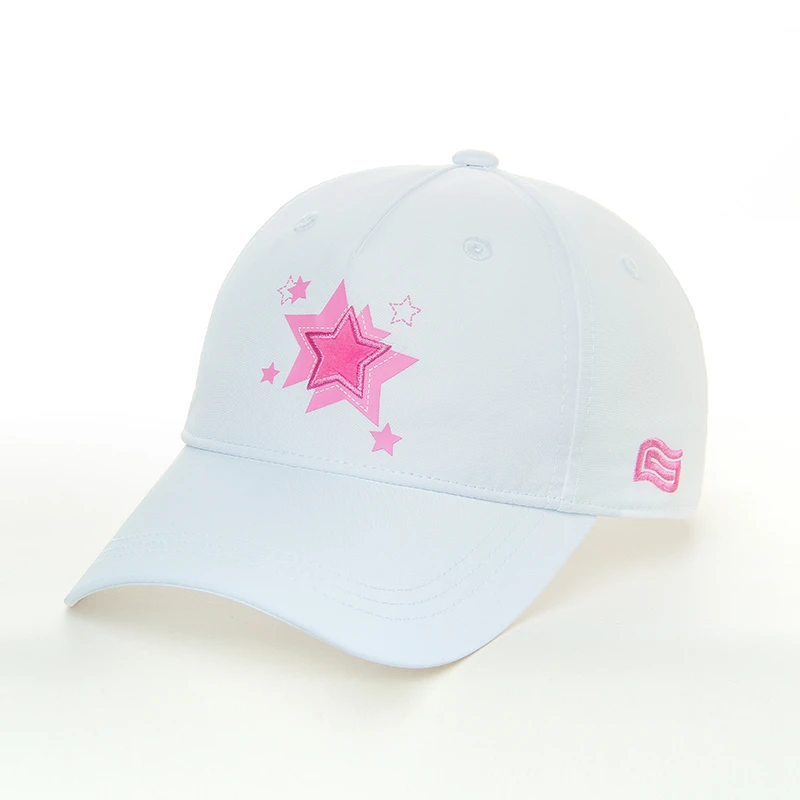 冠戒新款棒球帽星星印花时尚白色运动中性可调节帽子