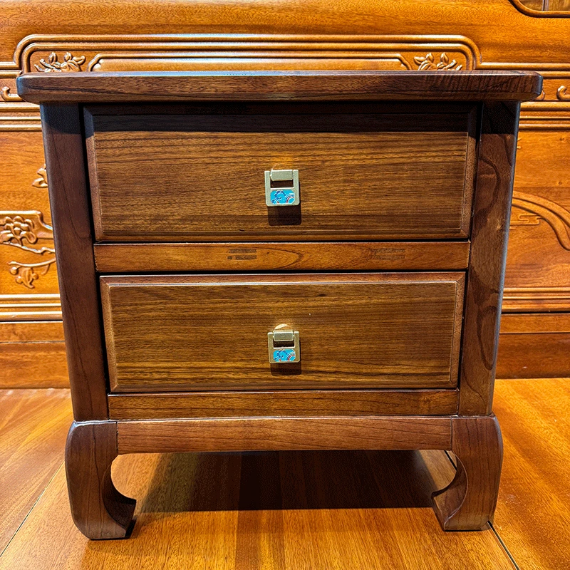 羊六六格木实木床头柜储物高脚收纳柜置物双抽屉式卧室边柜紫檀色