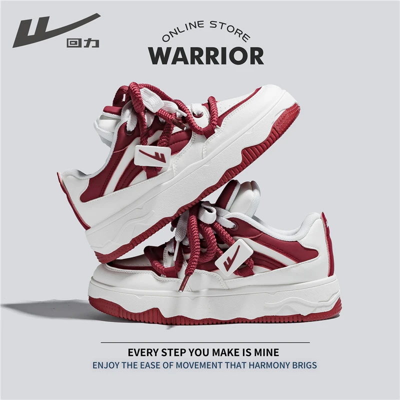 Warrior/回力板鞋男女情侣小白鞋2024秋季新款休闲潮鞋厚底鞋增高