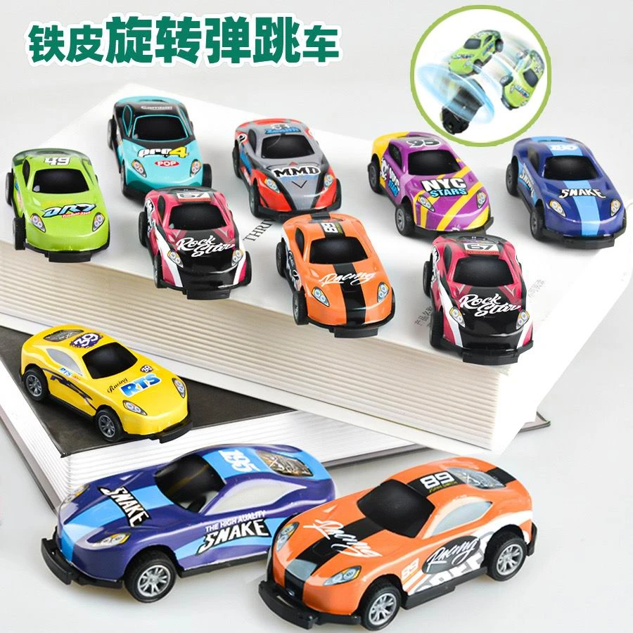 卡通合金铁皮回力弹跳车360°翻转弹跳迷你玩具赛车