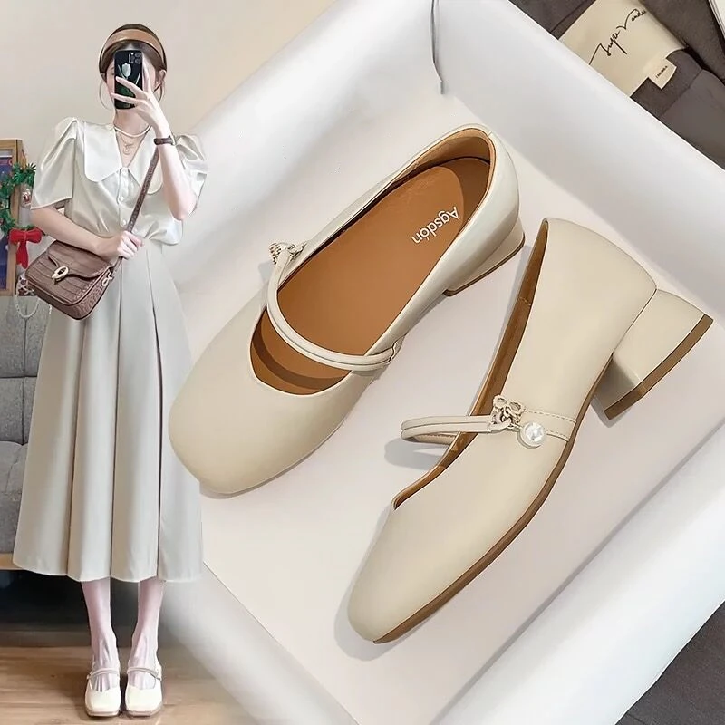 断码特价真皮玛丽珍女鞋2024年新款配旗袍单鞋女配裙子中高跟凉鞋