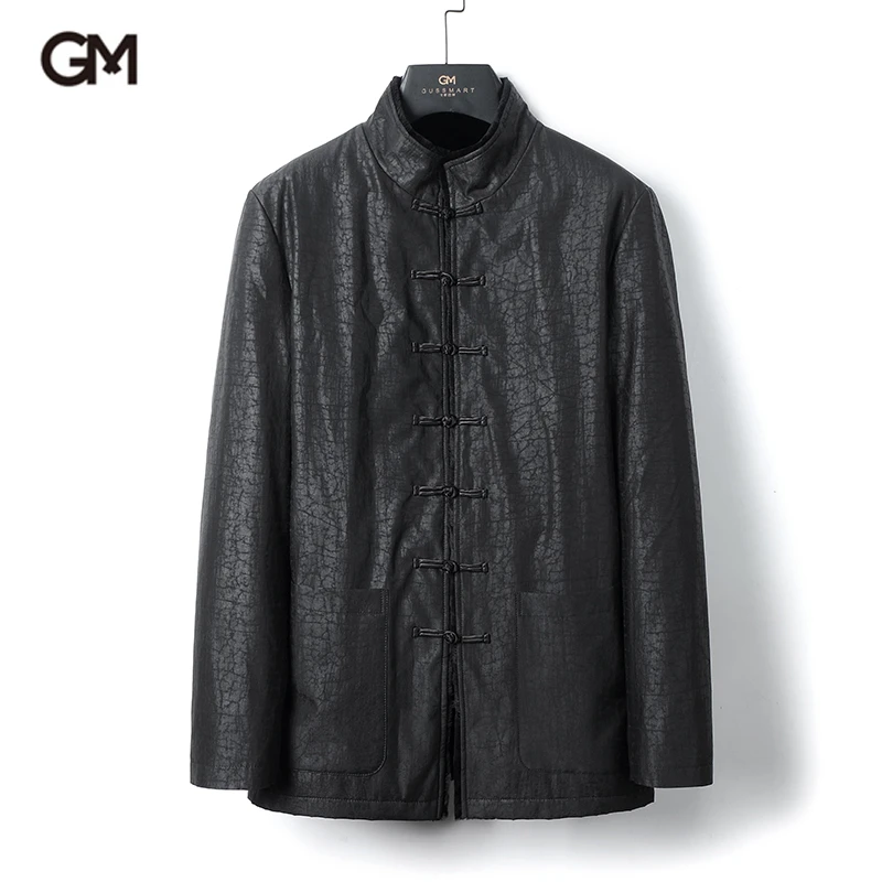 GUSS MART/戈斯迈特双面穿水貂绒皮草大衣男香云纱桑蚕丝外套国风