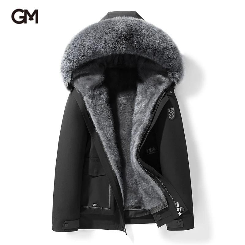 GUSS MART/戈斯迈特进口整貂派克服男款水貂皮草内胆短款连帽冬季