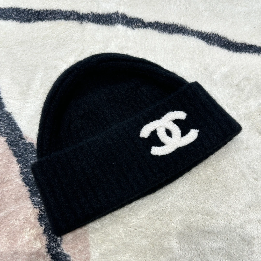 全新未使用 Chanel/香奈儿 24K爆款羊绒黑白双C冷帽帽子 颜色备注