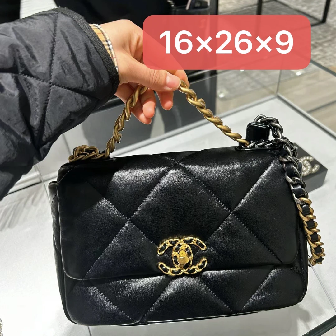 未使用 Chanel/香奈儿 19bag小号黑金手提斜挎包公价53000