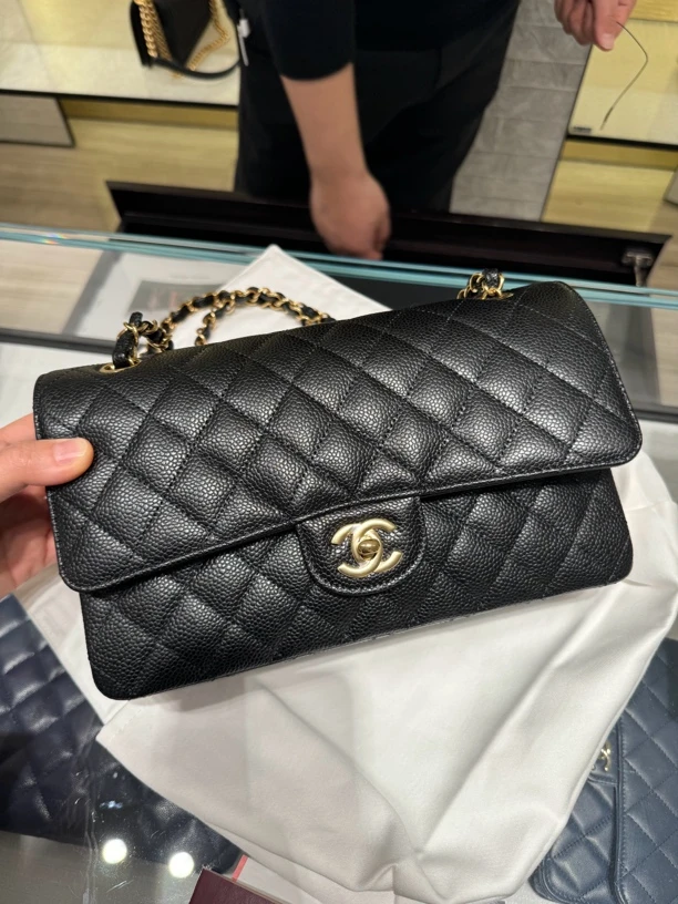 未使用 Chanel/香奈儿 中秋 Cf黑金中号链条包 26cm  拆单