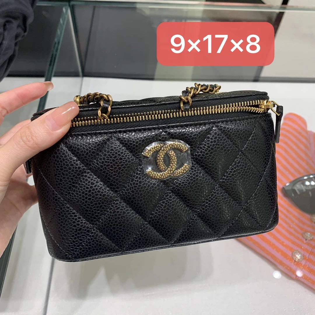全新未使用 Chanel/香奈儿 24B荔枝羊皮链条斜挎包